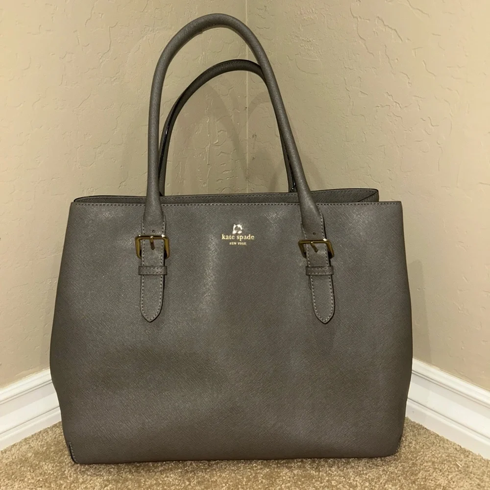 Kate Spade large grey leather tote - Picture 2 of 8